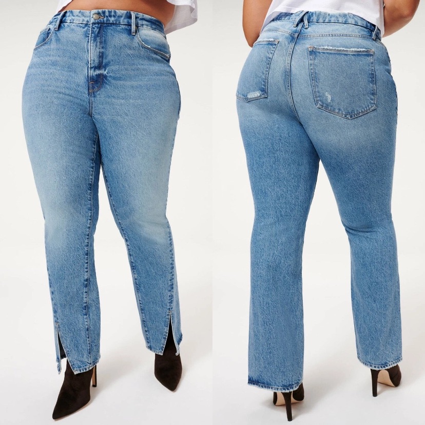 Good American Good Boy Twisted Slit Jeans Size 15 Bnwt